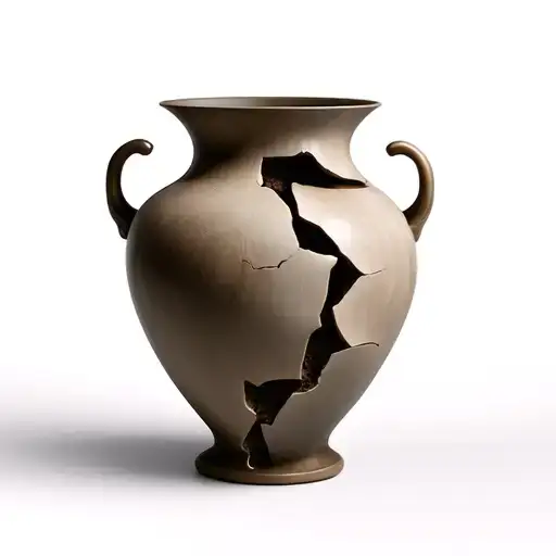 Tall Sleek Broken Vase That Has Been Put Back Together