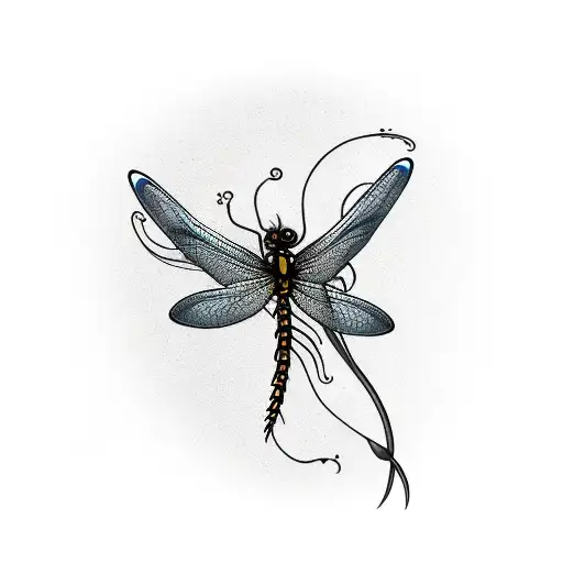 A Lengthy Wildflower Sprouting With A Dragon Fly Landing On A Flower