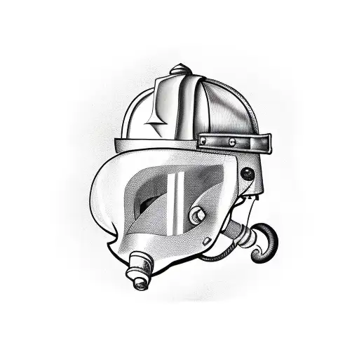 Firefighter Helmet Sitting On Pickhead Axe