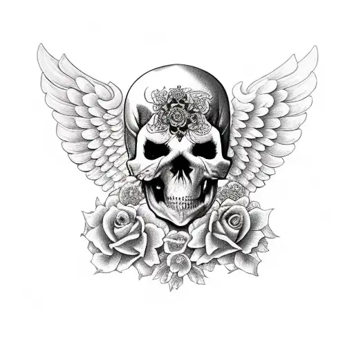 Alas De Angel Y Alas Demonio Con La Muerte En Medio