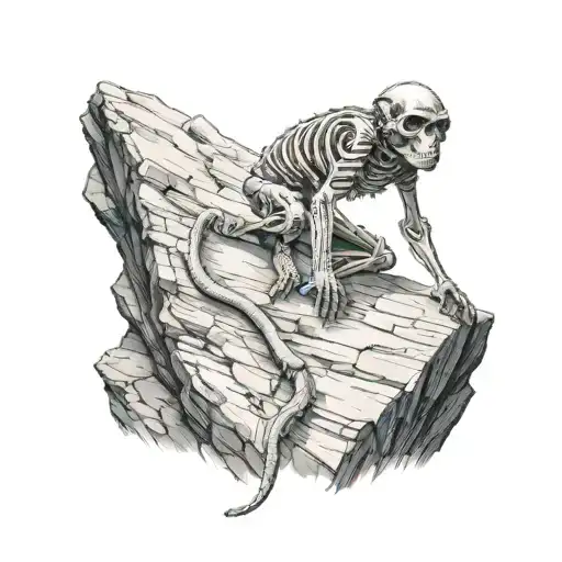 Monkey Skeleton Climbing Rock
