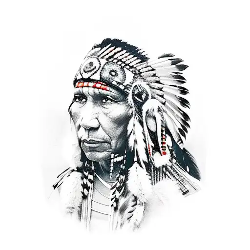 Native American Shaman With Wolf