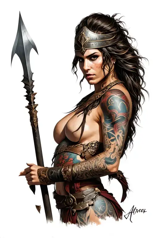 Ares As A Women With Spear