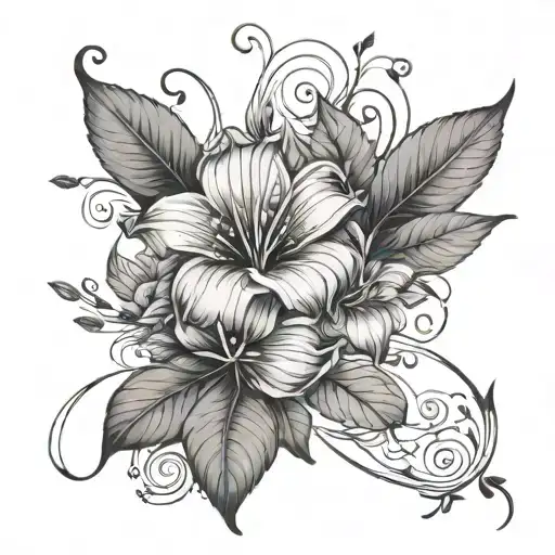 Floral With Line Swirls