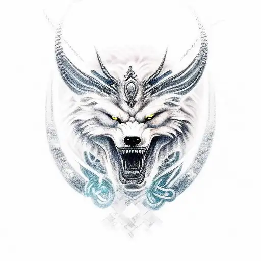 Fenrir Chains Montain Snow Odin Fight