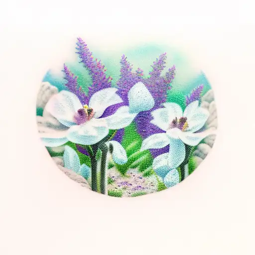 Realistic Landscape With Purple Flowers And A Gothic Twist