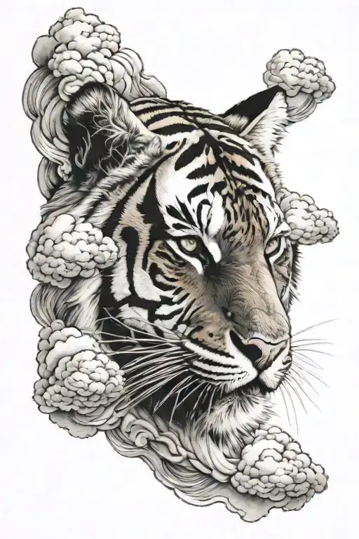 Tiger And Cloud Background
