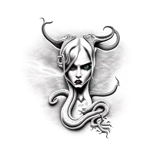 Succubus Surounded By A Snake