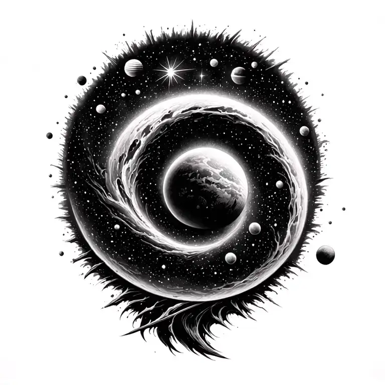 Frightning Representation Of A Black Hole Sucking In Stars And Planets