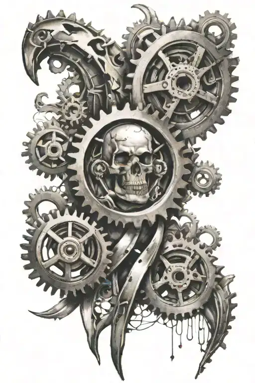 Bionic Gears Inside Of A Cancer Awareness Ribbon