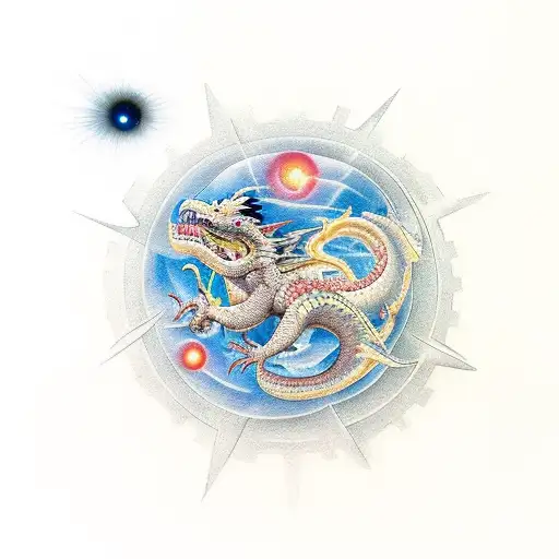 Event Horizon Surrounded By A Dragon And Stars