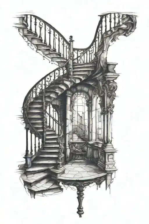 Spiral Staircase Deteriorating Gothic Architecture