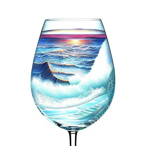 Libbey Wine Glass With Ocean Waves In It