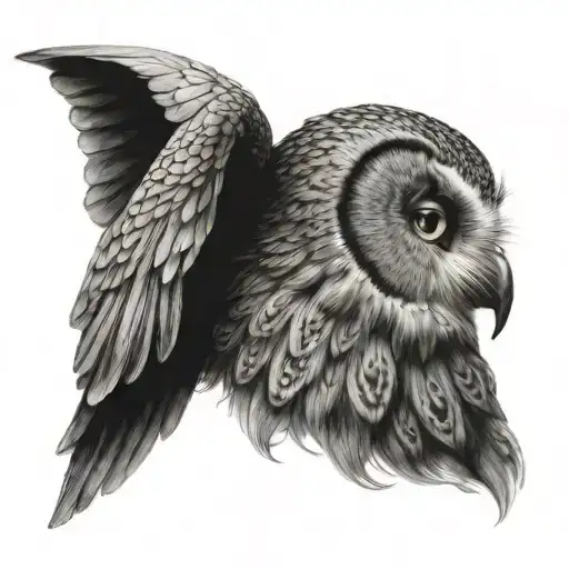 Owl With Octopus Coming Out The Side Of The Head Profile Holding