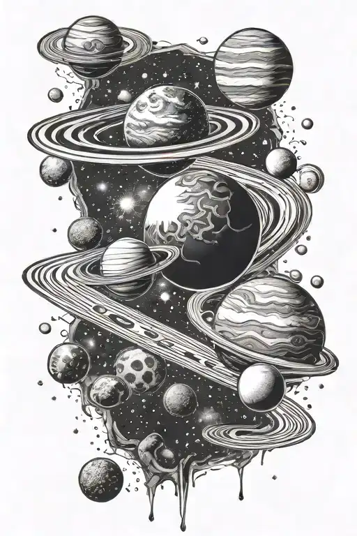 Dark Galaxy Star Filled Sky With Planets