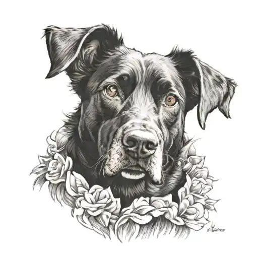 Black Dog With A Small White Spot On The Chest