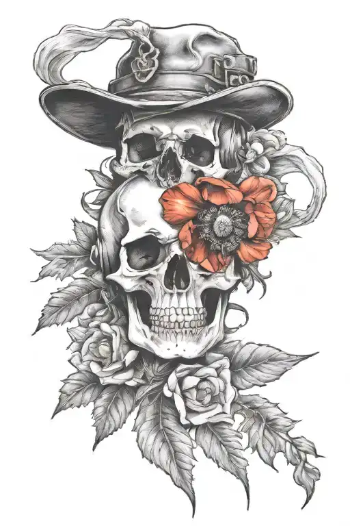 Military Skull And Poppies