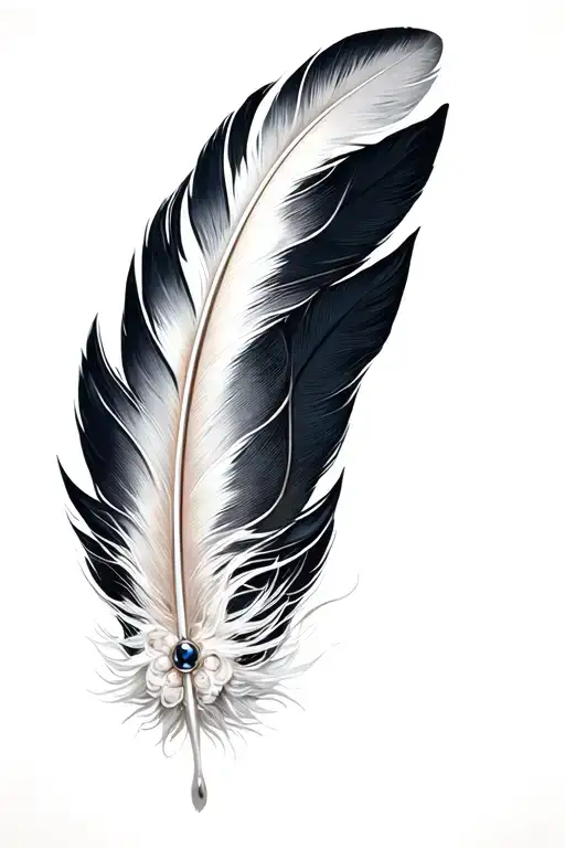 White Feathers With Beads Black Tip