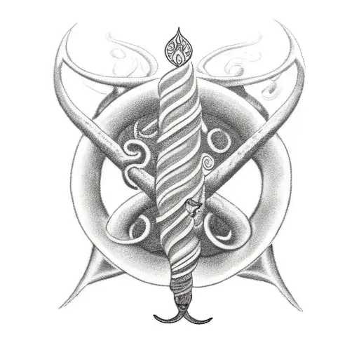 Shiva's Trident With A Snake Curling Around It