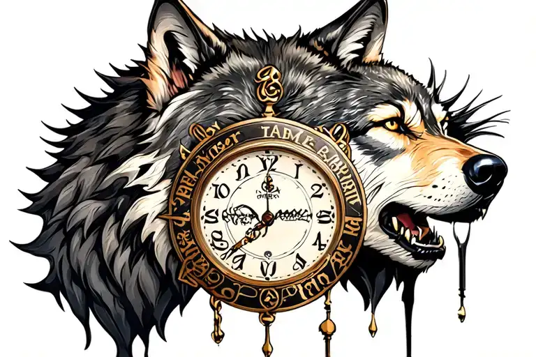 Wolf Warrior With A Clock And Word Tamboer