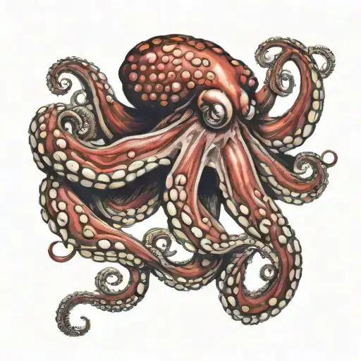 Red Octopus Realistic