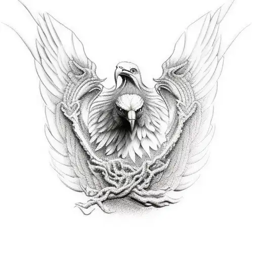 Eagle With Demon And Angel Wings