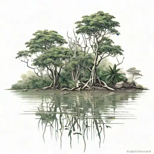 Mangrove Forest With Water Splitting The Landscape