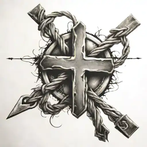 Faith Family Freedom With Cross And Barbed Wire