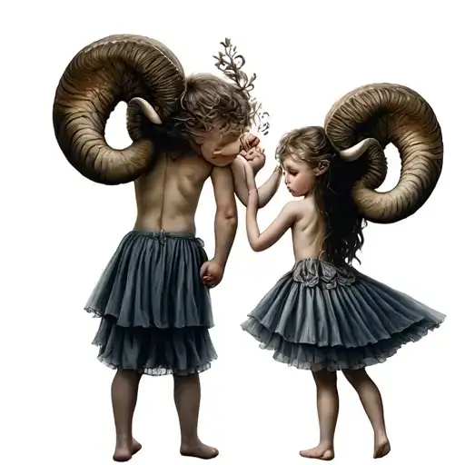 Aries Zodiac Mirrored With Boy Girl Holding Hands Twins