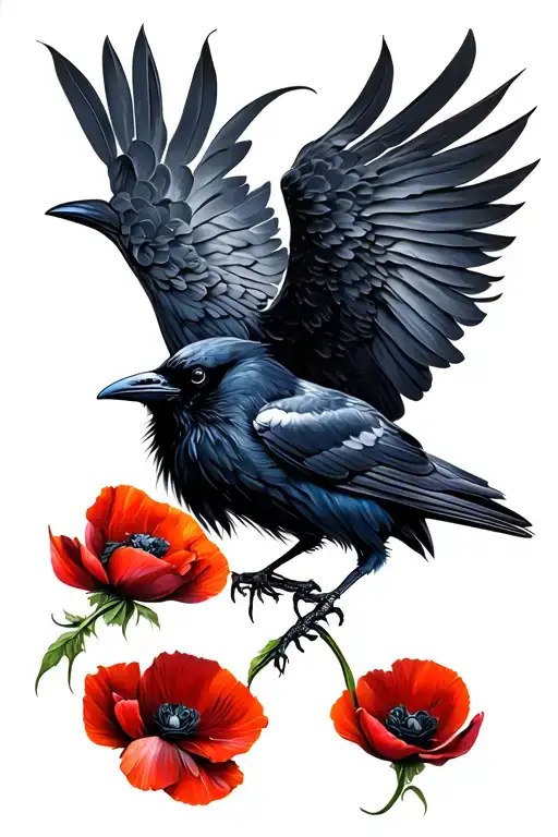 Raven And Poppies