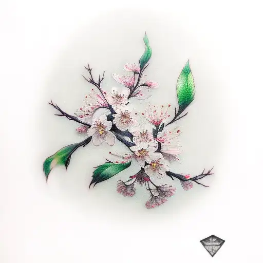 Cherry Blossom With Raven