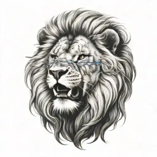 Lion Face With Cross On Arm