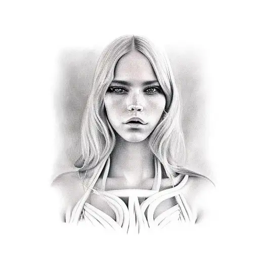 Womans Full Face And Upper Body Portrait