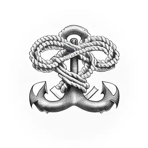 Anchor With Rope Where Rope Is Shaped Like S And Left Hook Of Anchor Like A J