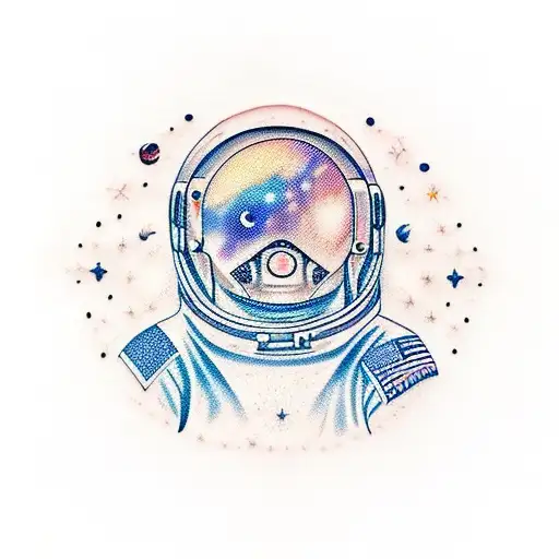 Astronaut With Galaxy And Stars