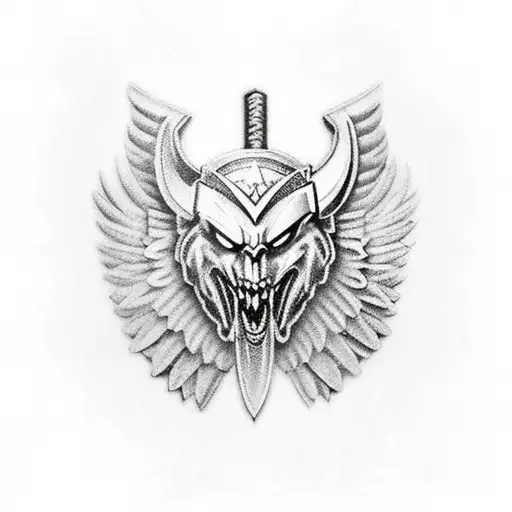 Angry Valkyrie With Sword And Shield On Horse