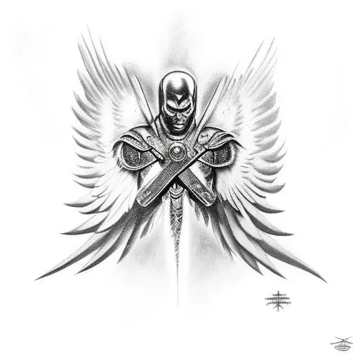 Archangel Striking Down Evil