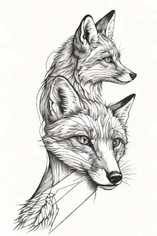 Fox Face And Around Forearm Broken Line Around Forearm