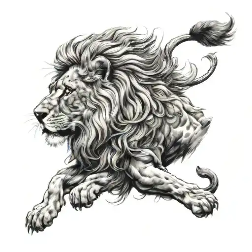 A Majestic Lion Flying High In The Sky