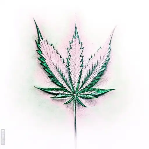 Realistic Car Engine With Cannabis Leaves Intertwined In The Details