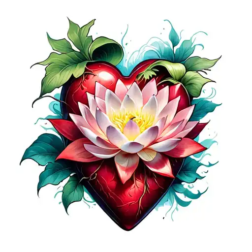 Lotus Wrapped Around Heart Surrounded