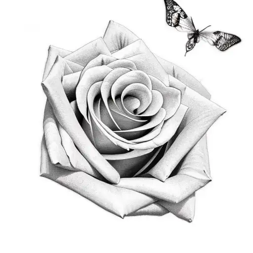 Rose With Snake And Butterfly