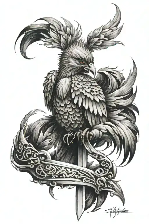 Girly Phoenix Wrapped Around A Sword