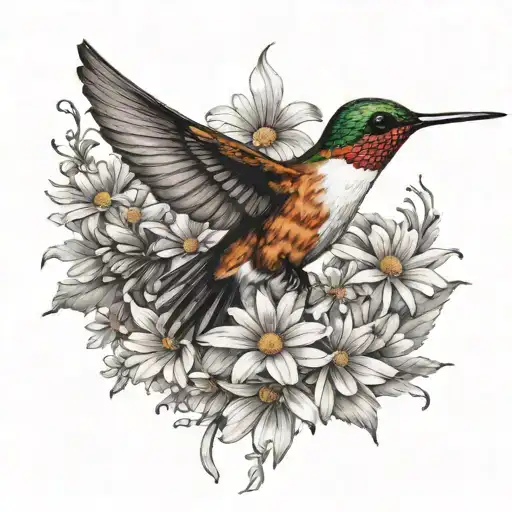 Memorial Tattoo For My Nana With A Hummingbird And Daisies