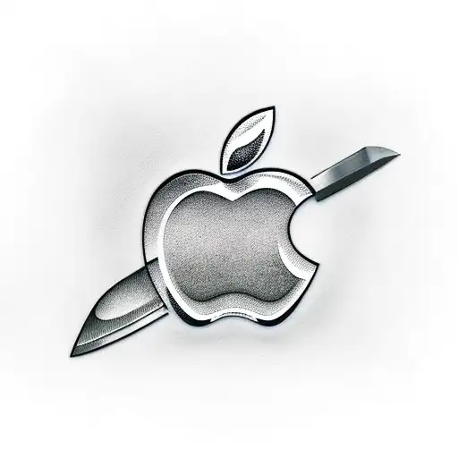 Apple Logo With Chef Knife