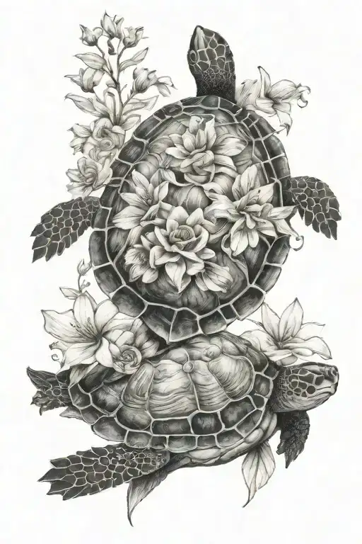 Turtle And Flowers Coming