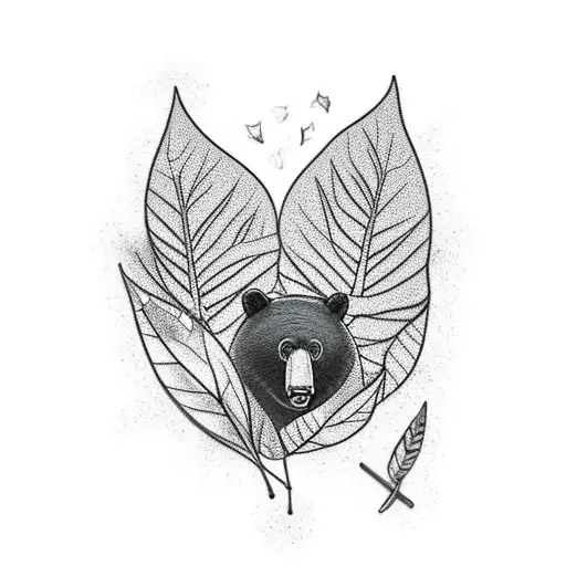 Black Bear Fall Leaves Background