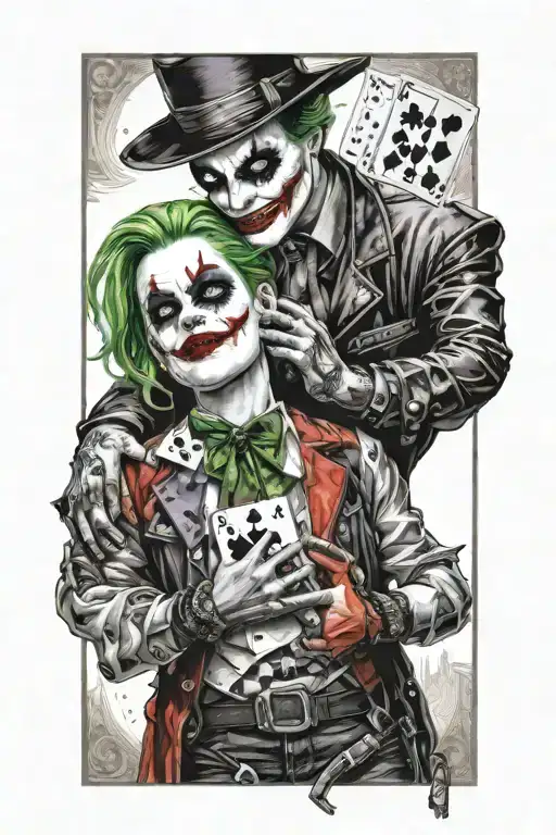 Harley Quin Holding A Joker Crd