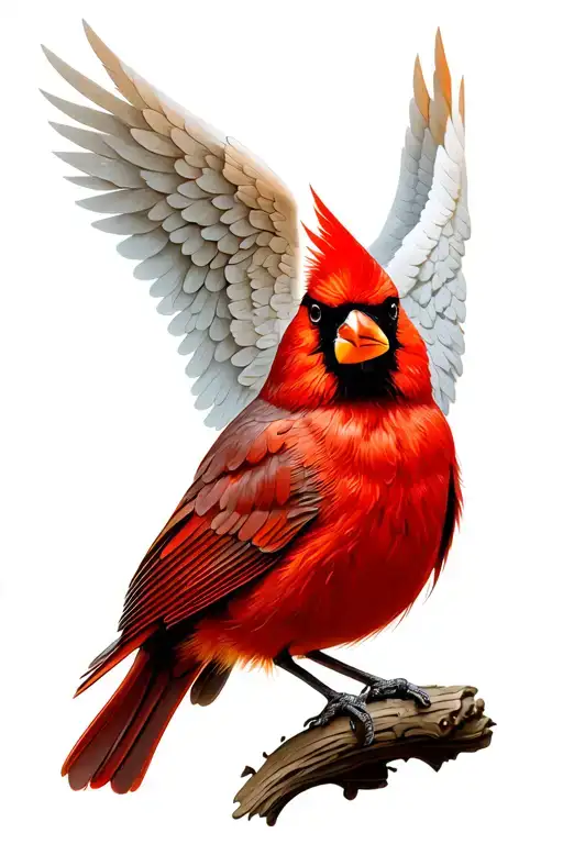 Red Cardinal Bird With Angel Wing Attached
