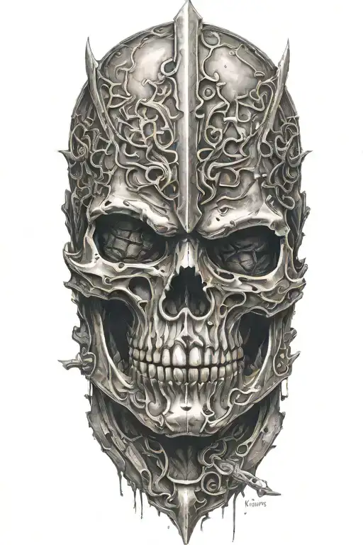 Knight With A Skull Face Fading Away Creating Dream Like Environment